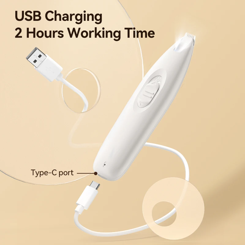 ROJECO-cortadora eléctrica para mascotas, cortadora de pelo con garra para perros y gatos, afeitadora recargable para corte de pelo de pies con luz LED - imagen 5