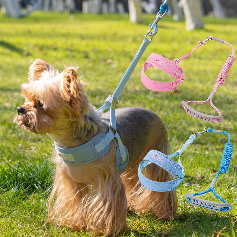1 ชุด Breathable ตาข่ายไม่มีดึงสายรัดสุนัข + สายจูงปรับ Escape-Proof Vest Leash สําหรับสัตว์เลี้ยงสุนัขขนาดกลางขนาดเล็กกลางแจ้งเดิน