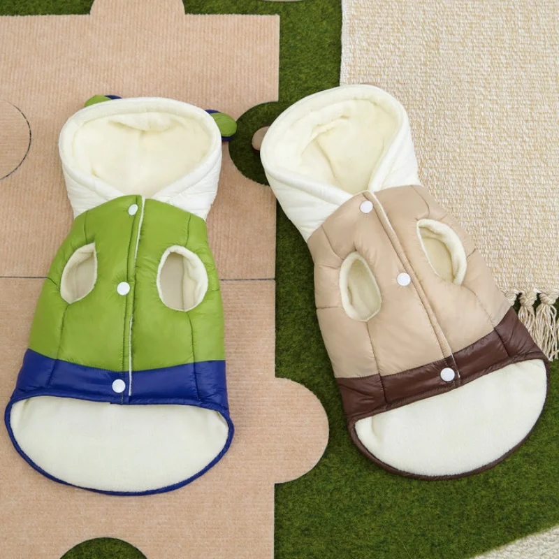 Chaqueta cálida y suave para perro, abrigo acolchado de invierno, ropa para perro, abrigo con orejas de oso para cachorro, chaqueta con estampado de letras para gato, disfraz para mascota Chihuahua - imagen 5