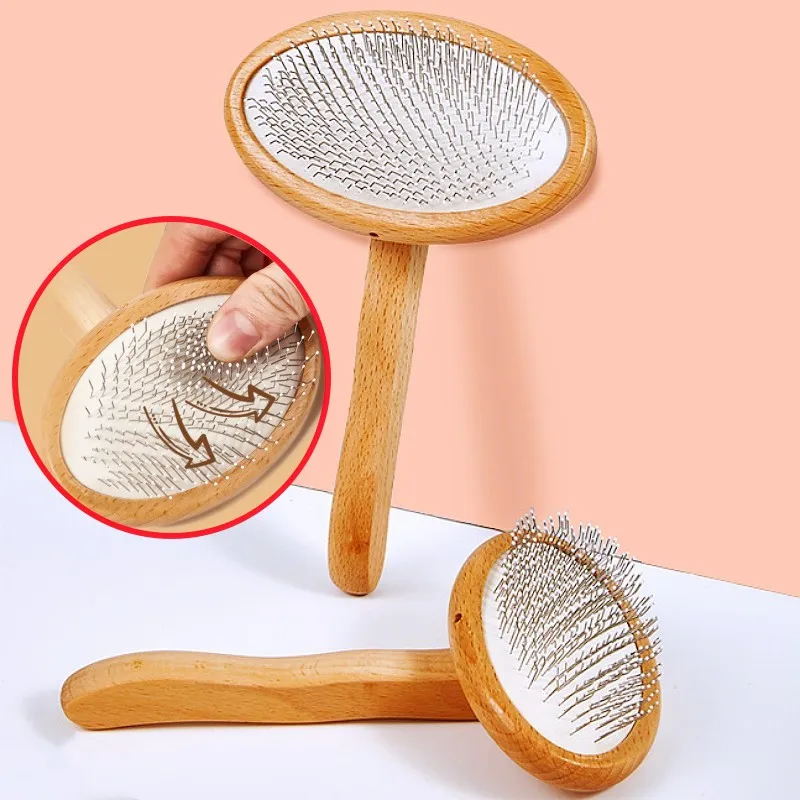 Cepillo para perros, peine de madera para perros, masaje para el cuidado de mascotas, cepillo para gatos, removedor de pelo de perros de madera maciza, protege la piel, peines para gatos, Herramientas de limpieza