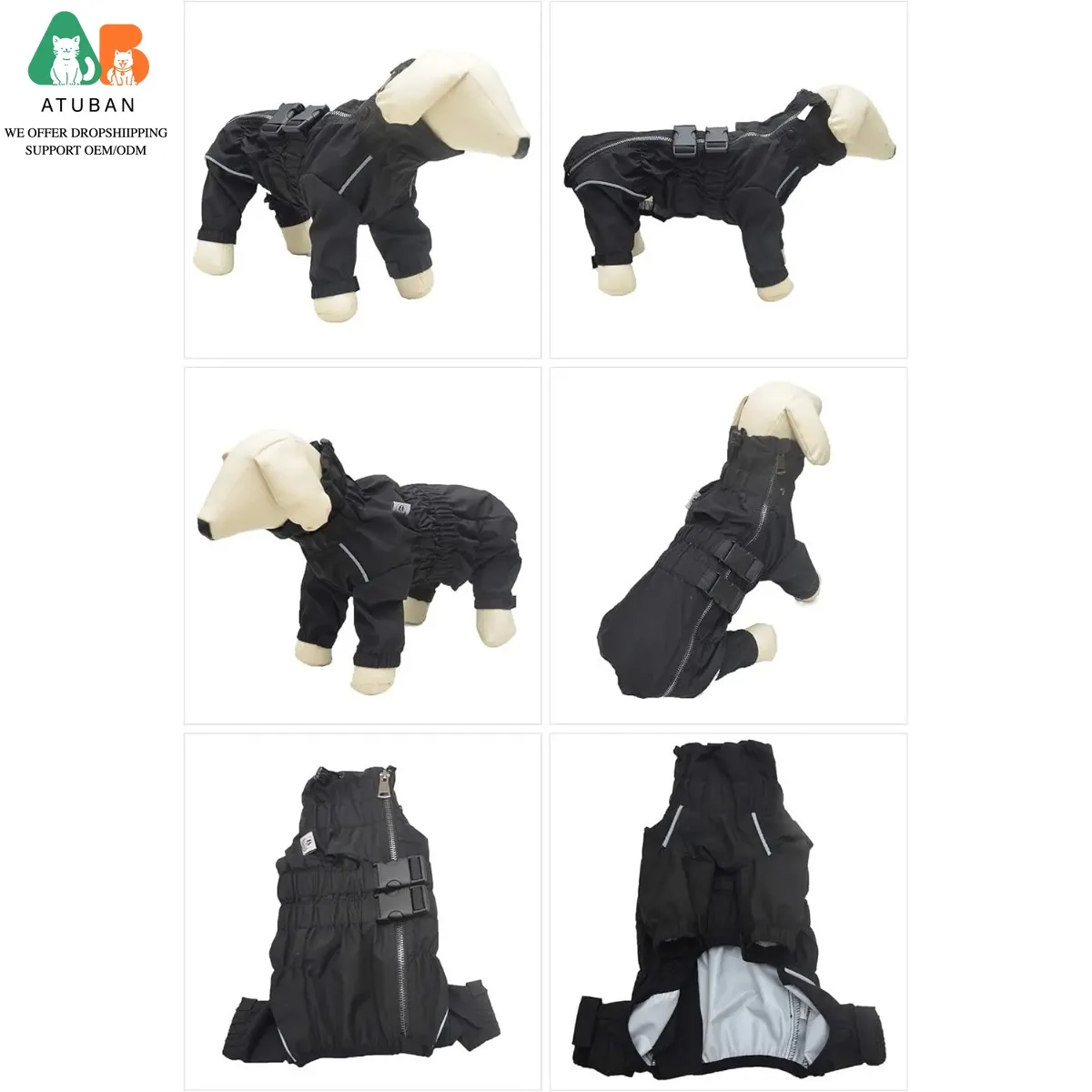 ATUBAN Chaqueta impermeable, impermeable reflectante ligero de seguridad para perros, chaleco para perros a prueba de viento y nieve para pequeños, medianos y grandes - imagen 3