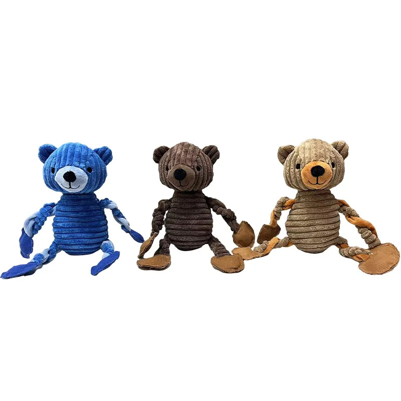 Juguete de peluche para perros con forma de oso, juguete para mascotas con nudo de cuerda resistente a masticar chirriante, juguete interactivo para limpieza de dientes para cachorros y adultos