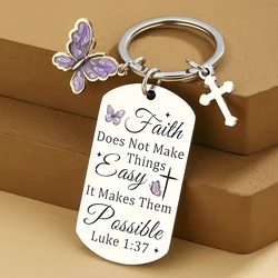 Regalos cristianos de fe para mujeres, llavero con versículo de la Biblia cruzada, regalo religioso para Pastor, hermana, mamá, adolescentes y niñas, regalos cristianos
