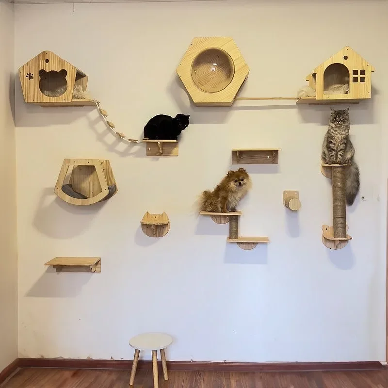 Árbol rascador de pared para gatos con hamaca y escalones - imagen 3