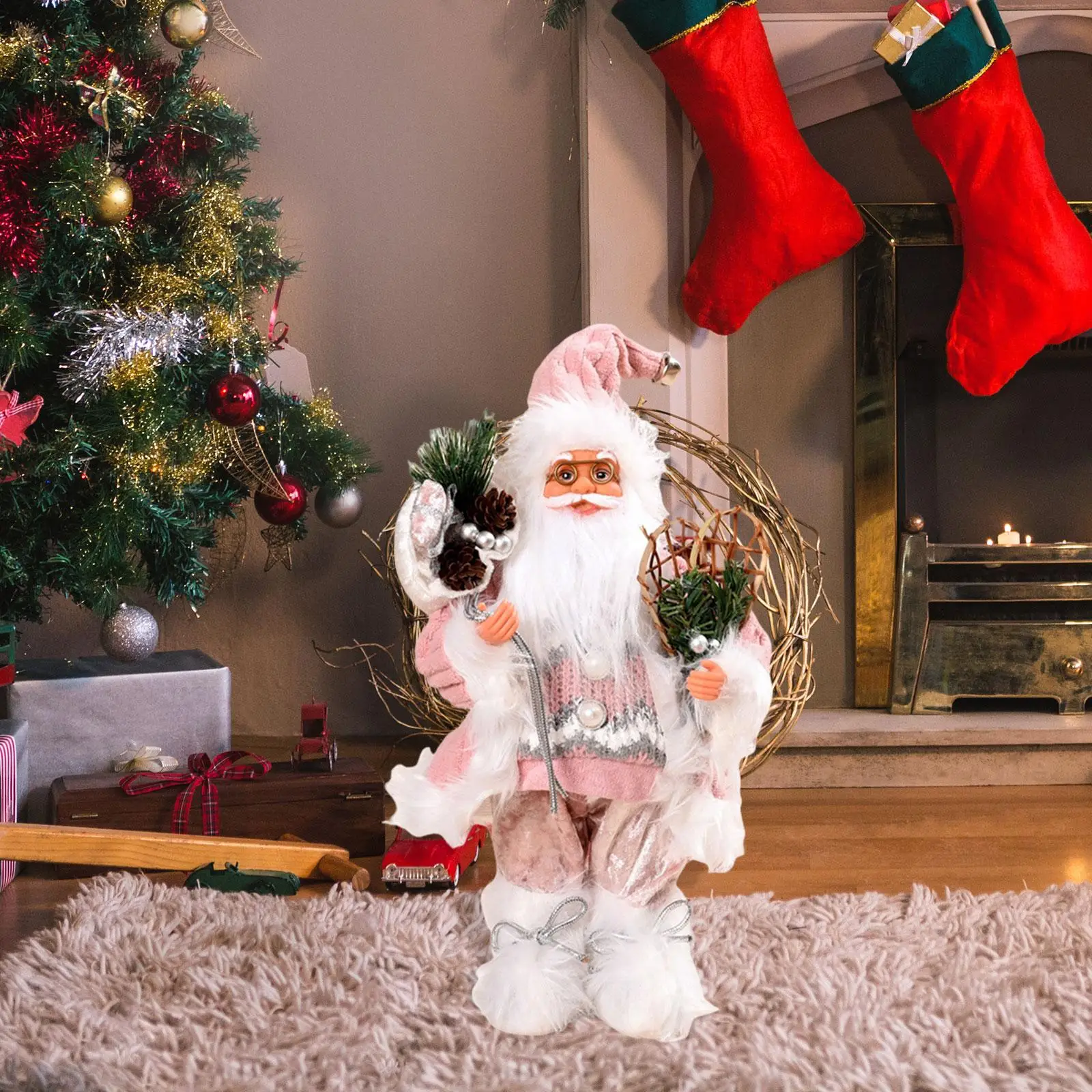 Santa Claus Doll Creative Collectible Traditional Christmas Figurine Christmas Decoration Tabletop Ornament for Home Bedroom