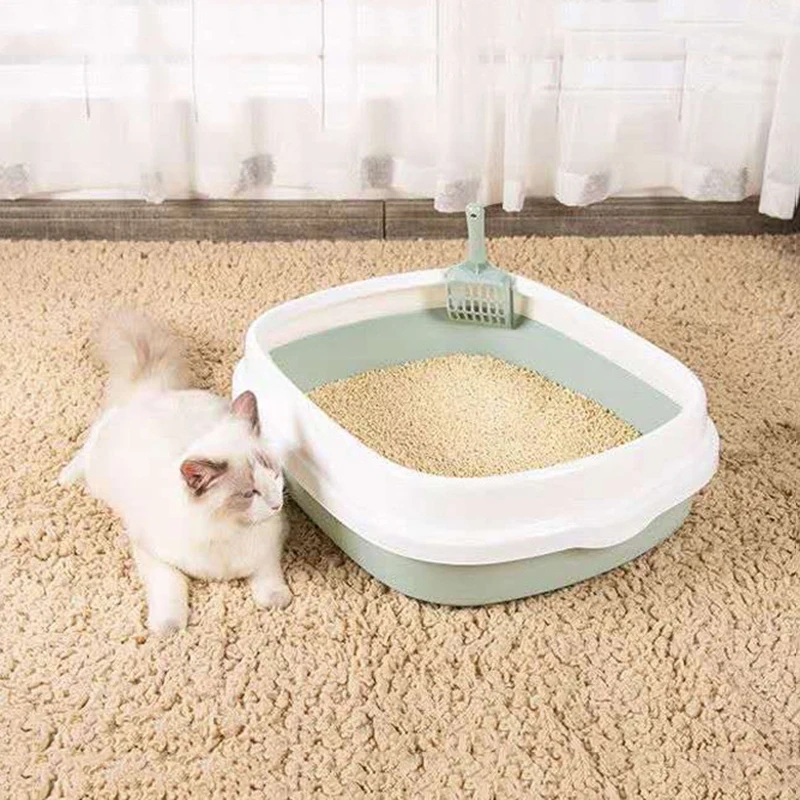 Lavabo de arena semicerrado para gatos, caja de arena extraíble para coño, fácil de limpiar, suministros de inodoro para mascotas, bandeja para gatitos a prueba de salpicaduras, baño de lavado