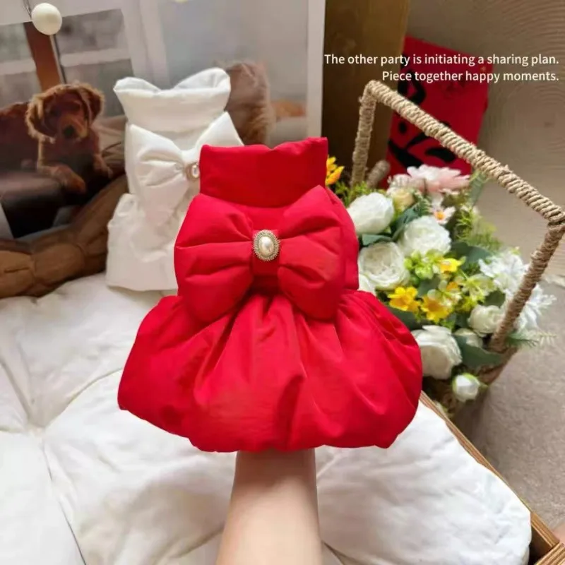 Vestido con lazo grande para gatos y perros pequeños – Otoño/Invierno - imagen 4