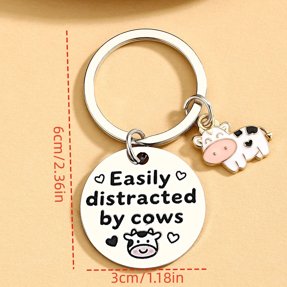 Regalos de vaca para mujer, Mini llavero de animales, decoración temática de vacas, accesorios de cosas con estampado de vacas, lindos llaveros de vaquera - imagen 3