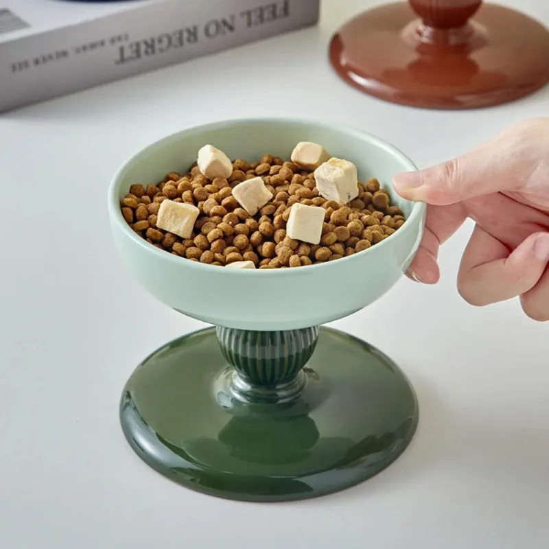 Cuenco de cerámica elevado para perros y gatos, bebedero para mascotas, diseño agradable al cuello, base anti-vuelta, promueve digestión saludable - imagen 3