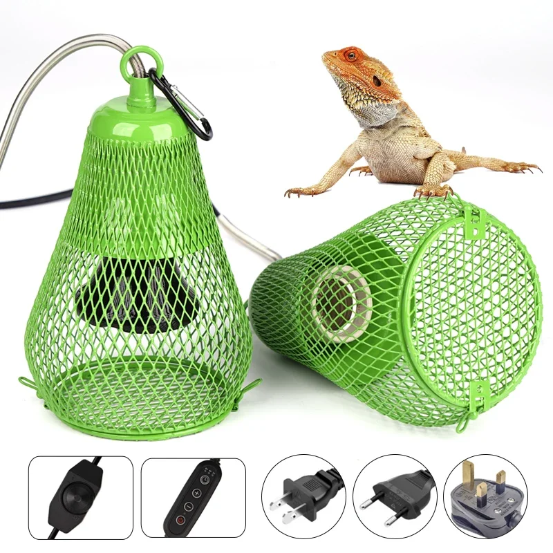 Pantalla de lámpara de calor para reptiles, cubierta de malla térmica de cerámica verde, protector calentador para pollo, lagartos, tortuga, chociador, serpiente, 110V-220V - imagen 2
