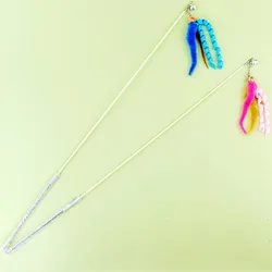 Varita con plumas para gatos – Juguete interactivo con mango flexible