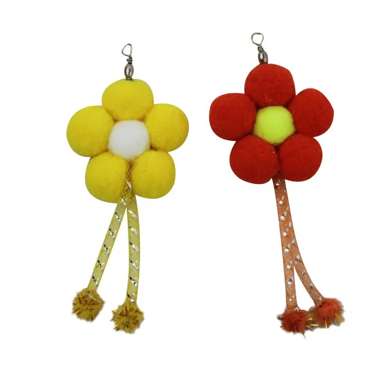 Juguete interactivo Multicolor para gato, palos Teaser para gato, suministros para gato, Bola de piel, flor, mordedura - imagen 2