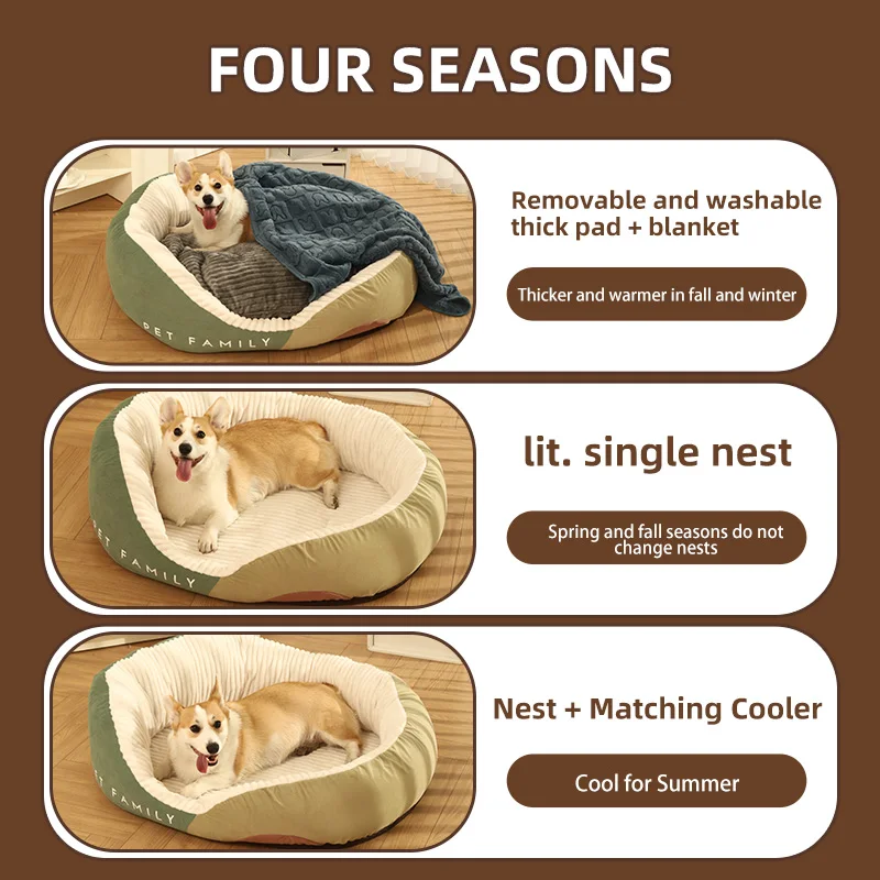HOOPET Perrera universal antifrío para cachorros de invierno, estera corgi para dormir profundo, cama para mascotas de otoño e invierno, suministros cálidos para mascotas - imagen 5