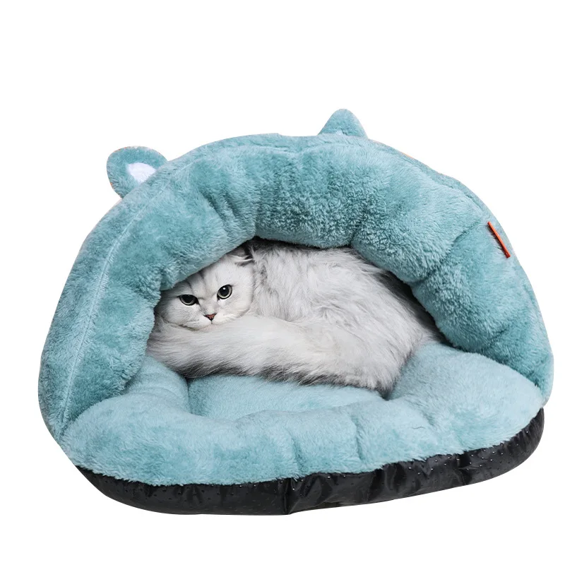 Cat Nest Pet Nest Kennel New Slippers Cute Ears Plush Warm Pet Products Warm - imagen 3