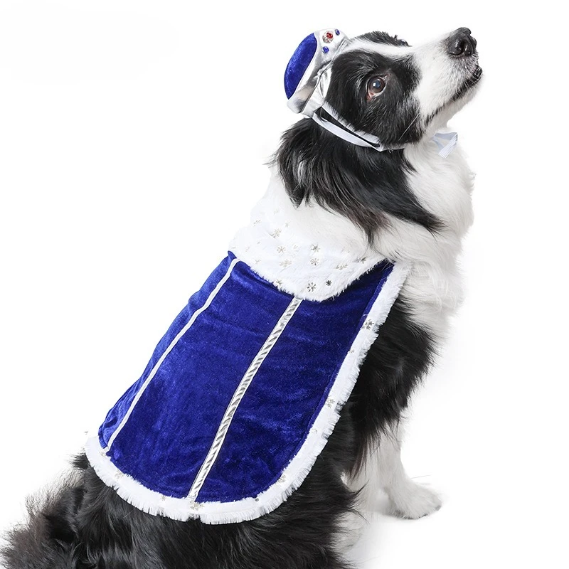 Ropa de Halloween para perros, capa roja para cachorros, ropa para perros grandes, rey y reina, accesorios navideños para perros, disfraz ajustable con foto - imagen 4