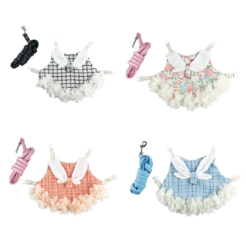 Conjunto de arnés y correa para conejitos y gatitos, arneses ajustables para mascotas para animales pequeños, conejitos, accesorios para caminar al aire libre - imagen 3