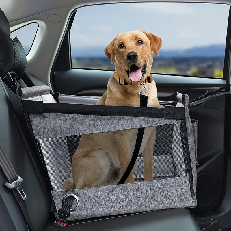 Asiento para mascota para coche, transportadores estables, accesorios para perros, cestas de viaje portátiles seguras para cachorros, Protector de malla, suministros impermeables para mascotas al aire libre
