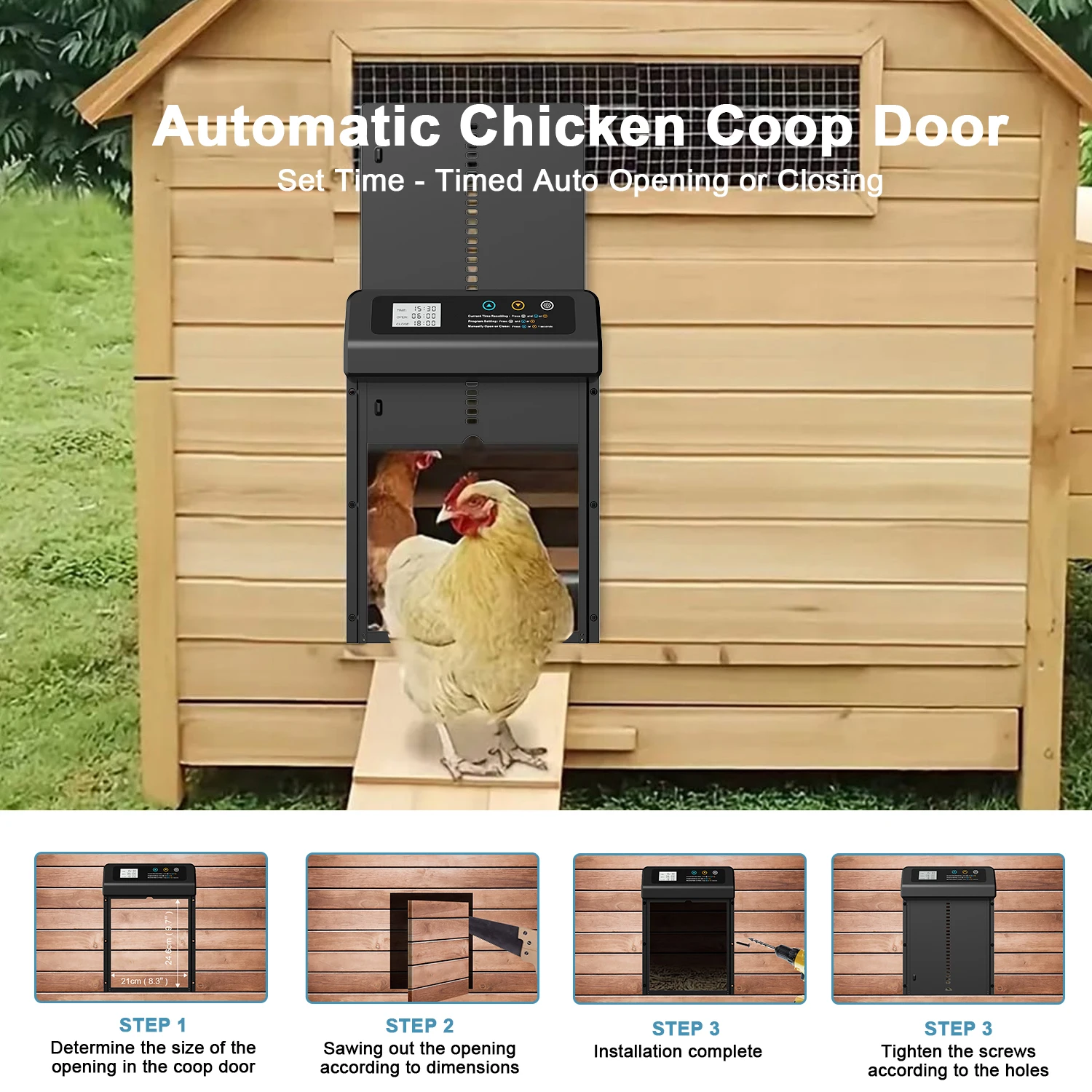 Puerta automática para gallinero con temporizador – Antipellizco - imagen 4