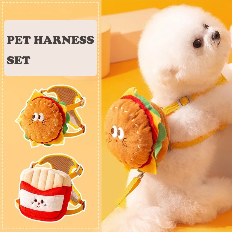 Arnés para perros pequeños y medianos con diseño hamburguesa - 120 cm