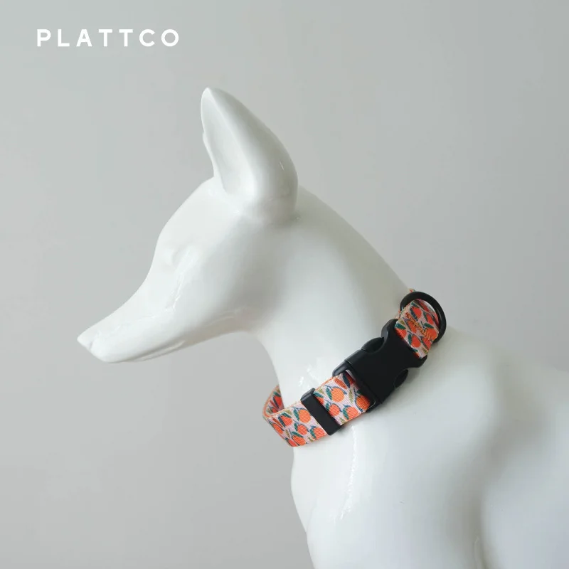 PLATTCO color del collar para perro con estampado de mascotas nuevo basqueta naranja personalizada para perros pequeños, medianos y grandes 5 tamaños PDC324 - imagen 3