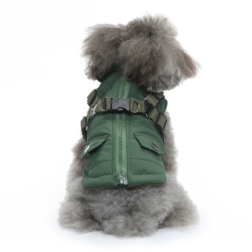 Pet Dog Jacket with Harness Winter Pet Dog Coat Warm Soft Windproof S-XXL with Zipper for Small Medium Large Dogs - imagen 2