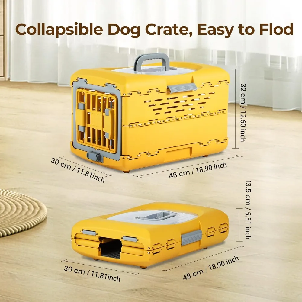 Jaula plegable de lado duro para perros, perrera portátil, portador de viaje para cachorros de mascotas pequeñas y medianas, cerradura de seguridad para interiores/exteriores - imagen 3