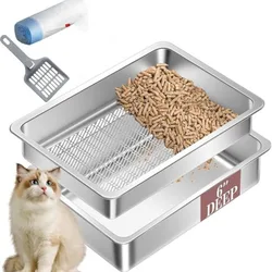 Bandeja de arena desmontable para gatos con base acero inoxidable