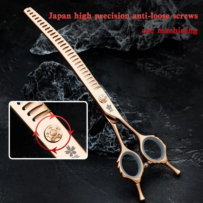 Tijeras profesionales de peluquero para mascotas, herramienta de corte de Pomerania de peluche con borde curvo y hueso de pescado, 7,5" - imagen 5