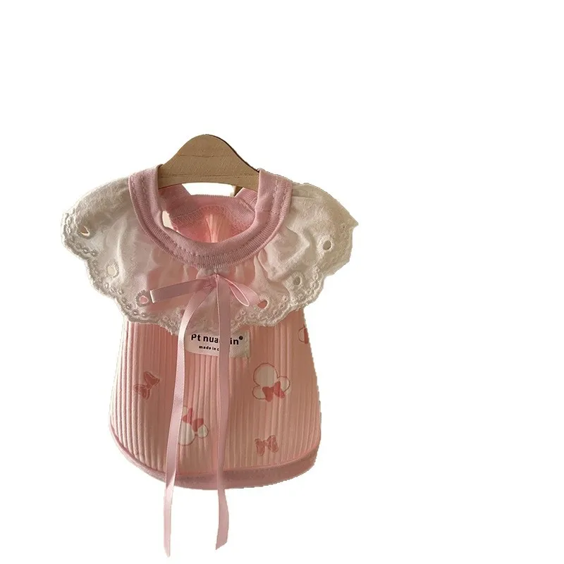 Vestidos para perros pequeños Ins, ropa para mascotas, tirantes de Tweed rosa, chaleco con volantes de encaje, ropa para cachorros y gatos, ropa para perros pequeños - imagen 5