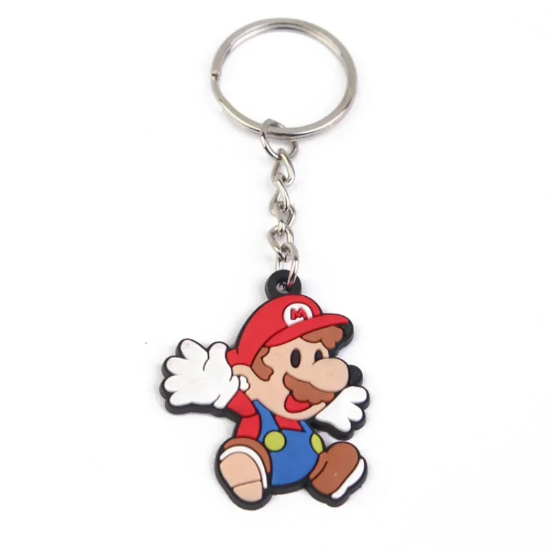 10 Uds Super Marios Bros llavero Anime mochila colgante Luigi juego de dibujos animados lindo llavero de coche DIY juguete bolsa decoración encantos regalos - imagen 3