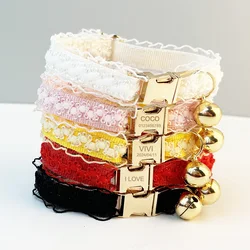 Collar ajustable con nombre, cascabel para gatos y perros pequeños