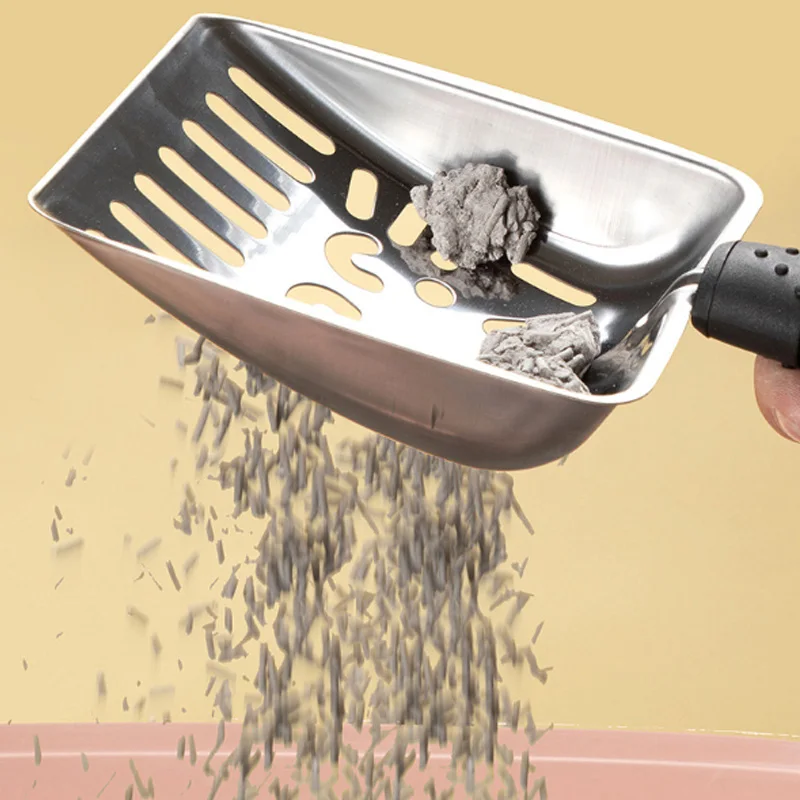 Cuchara de arena para gatos de acero inoxidable, fácil de oxidar, lavable, pala para limpieza de inodoro para gatos - imagen 2