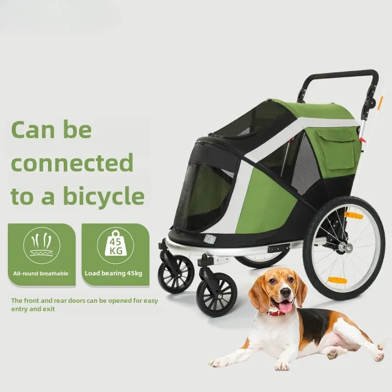 Remolque para mascotas para conducción al aire libre, carrito para mascotas de gran espacio, carrito para perros y gatos, se puede conectar a un carrito de bicicleta para cochecito de perros y gatos - imagen 2