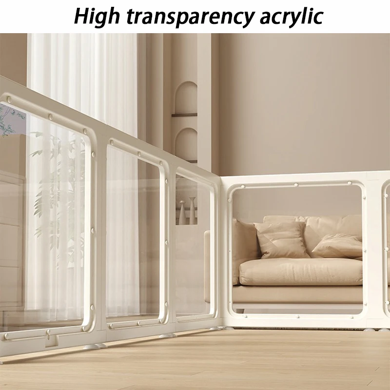 Parque infantil interior, jaula para valla para perros con puerta, vallas grandes portátiles para perros, Panel transparente acrílico, vallas para mascotas, suministros para cachorros del hogar - imagen 2