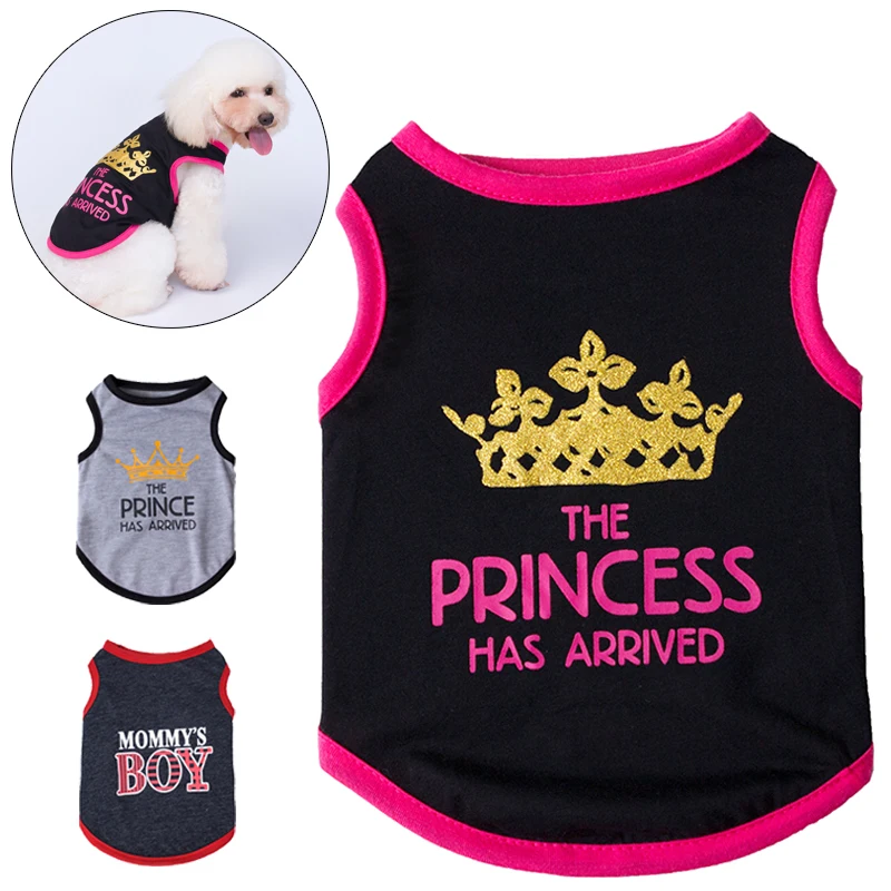 Chaleco sin mangas para perros y mascotas, camiseta con estampado de princesa y Príncipe, ropa para cachorros pequeños, gatos, Chihuahua, Yorkshire, verano