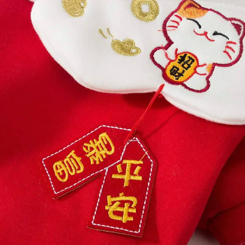 Ropa fina de terciopelo para mascotas de Año Nuevo Chino, gato, cachorro, perro, Corgi, Perro pequeño, bípode, suéter de otoño e invierno - imagen 4