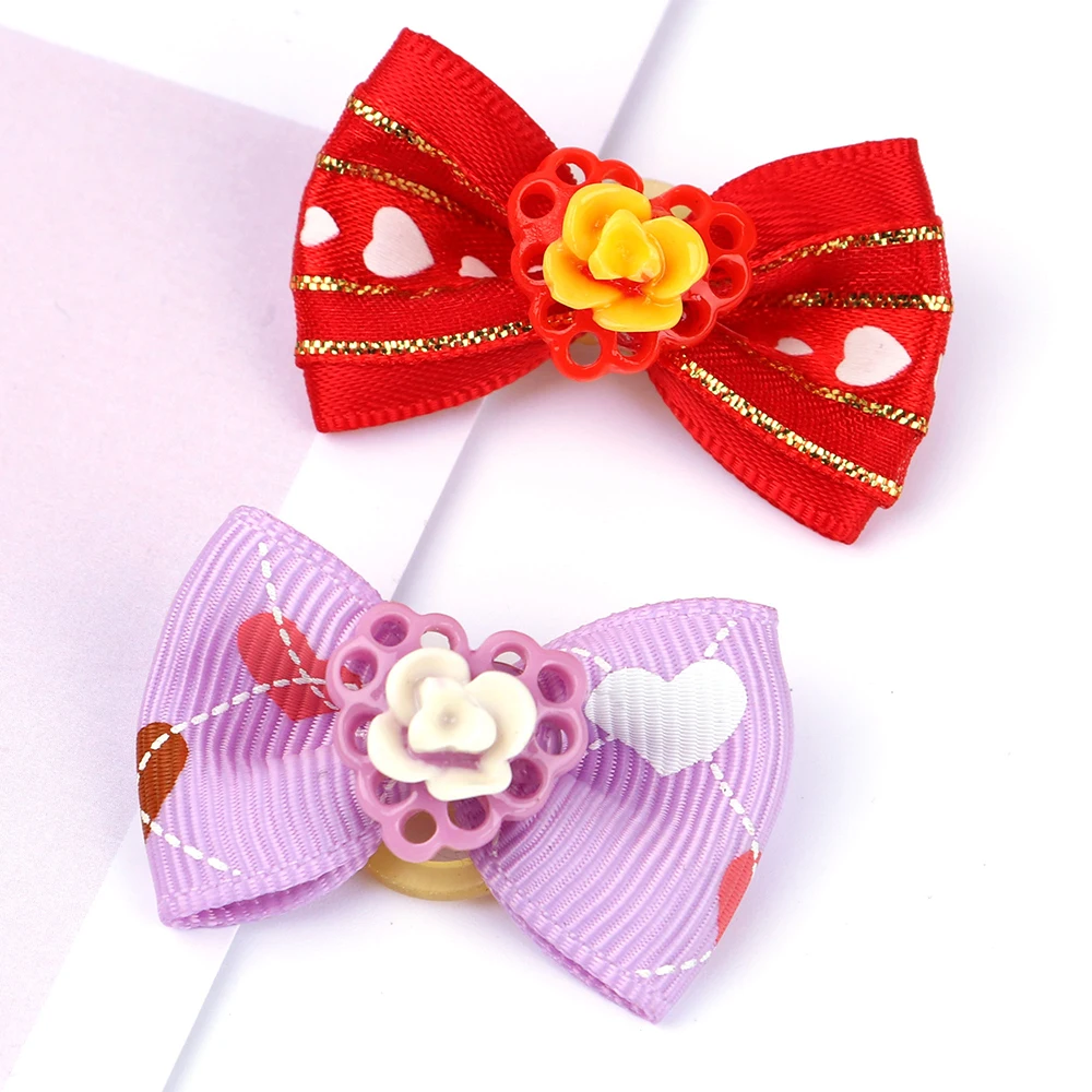 Lazos de goma para el pelo de perro, pinzas para el pelo de gato hechas a mano, accesorios de aseo para perros pequeños y gatos, 10 unids/lote - imagen 5