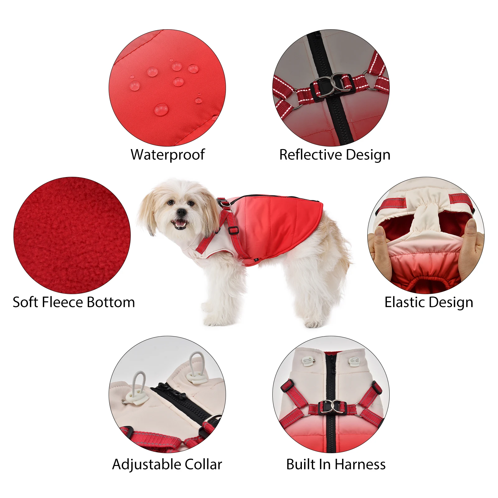Chaqueta impermeable para perros con arnés, ropa reflectante de invierno para perros pequeños y grandes, abrigo para Chihuahua, trajes de Bulldog Francés - imagen 5