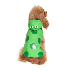 Chubasquero con capucha y patrón de rana para perros pequeños