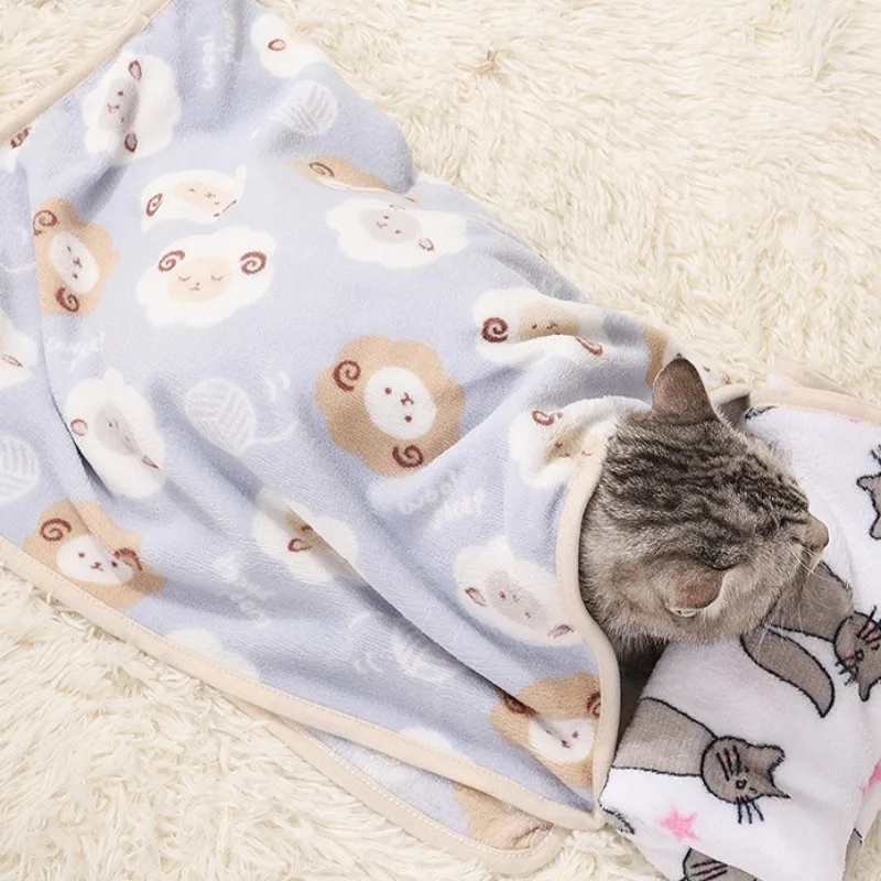 Mantas de franela para gatos, estera de cama cálida de lana para mascotas, funda protectora para sofá, almohadilla para dormir de nido suave para perros, manta de viaje al aire libre para cachorros y gatitos - imagen 4