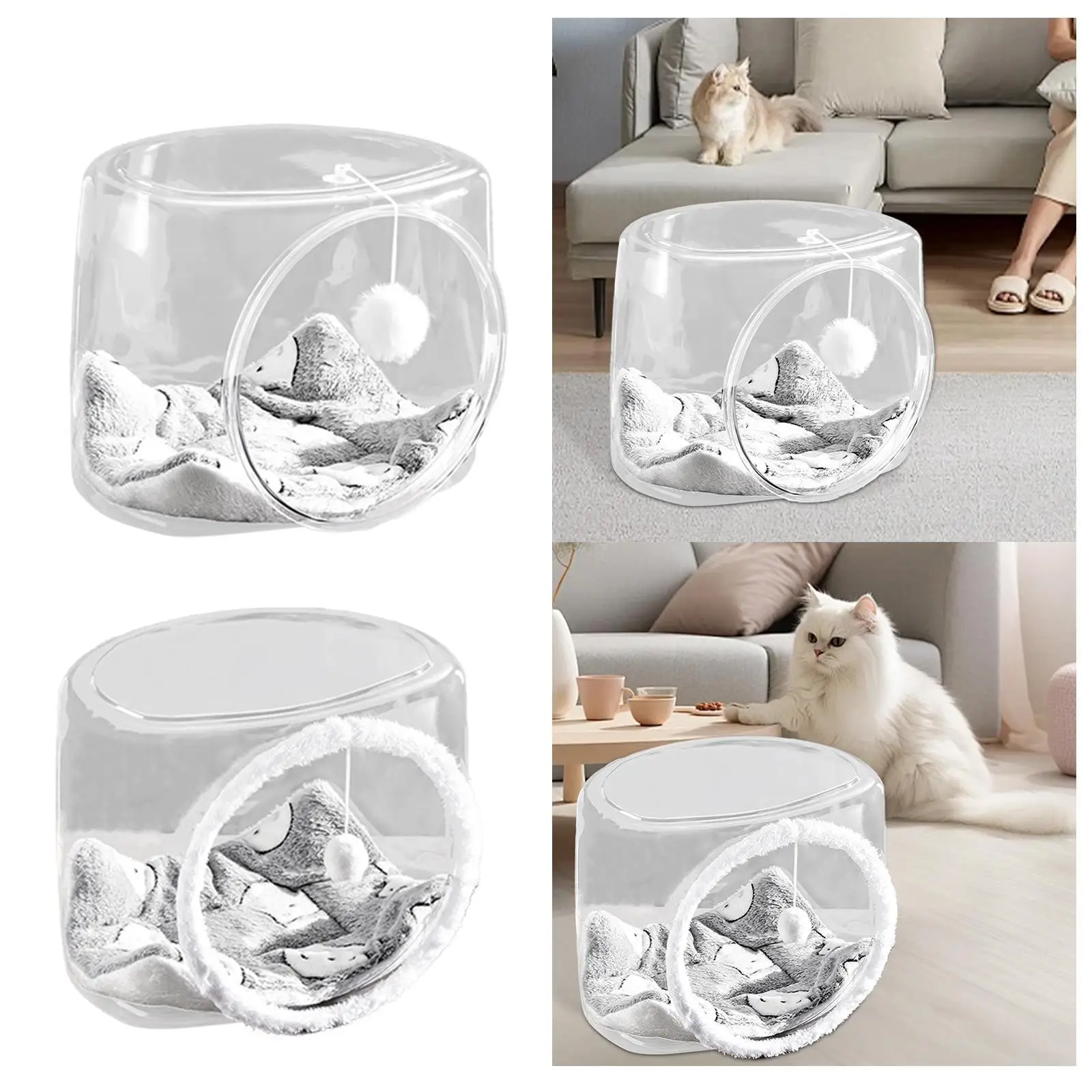 Space Capsule Pet Bed Feline Sleeping DEN Cozy Activity Center Pet Bed for Indoor Cat Pet Sleeping Bed for Bunny Cats Rabbits