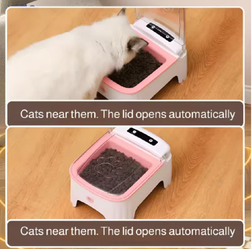 Comedero automático con tapa sensor bol cerámico para gatos y perros - imagen 4