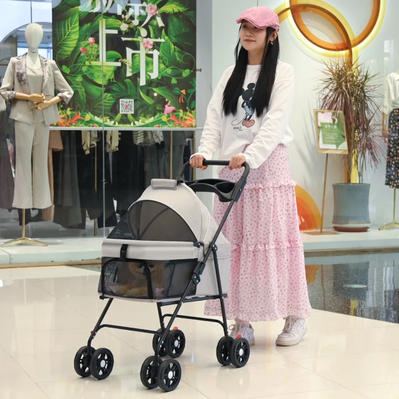Cochecitos para mascotas, carrito para perros y gatos, para salir, tamaño pequeño y mediano, ligero, plegable, separado, para viajes al aire libre