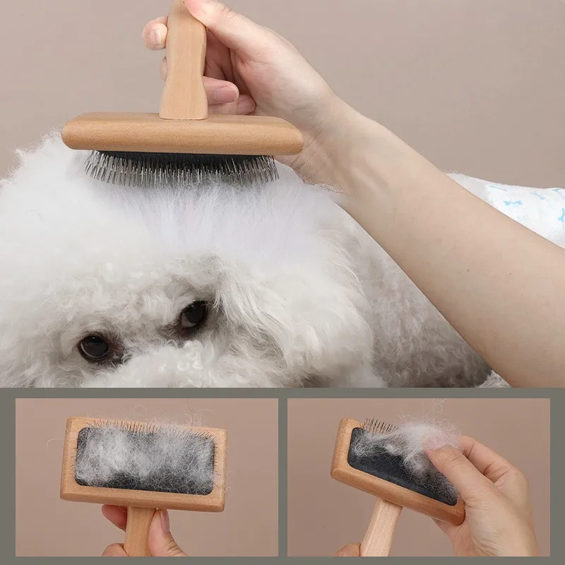 Peine para perros, removedor de pelo para mascotas, cepillo para perros, cuidado de perros, peine de madera para perros, cepillo de masaje para pelo de gato, peines para gatos, Herramientas de limpieza, suministros para mascotas - imagen 2