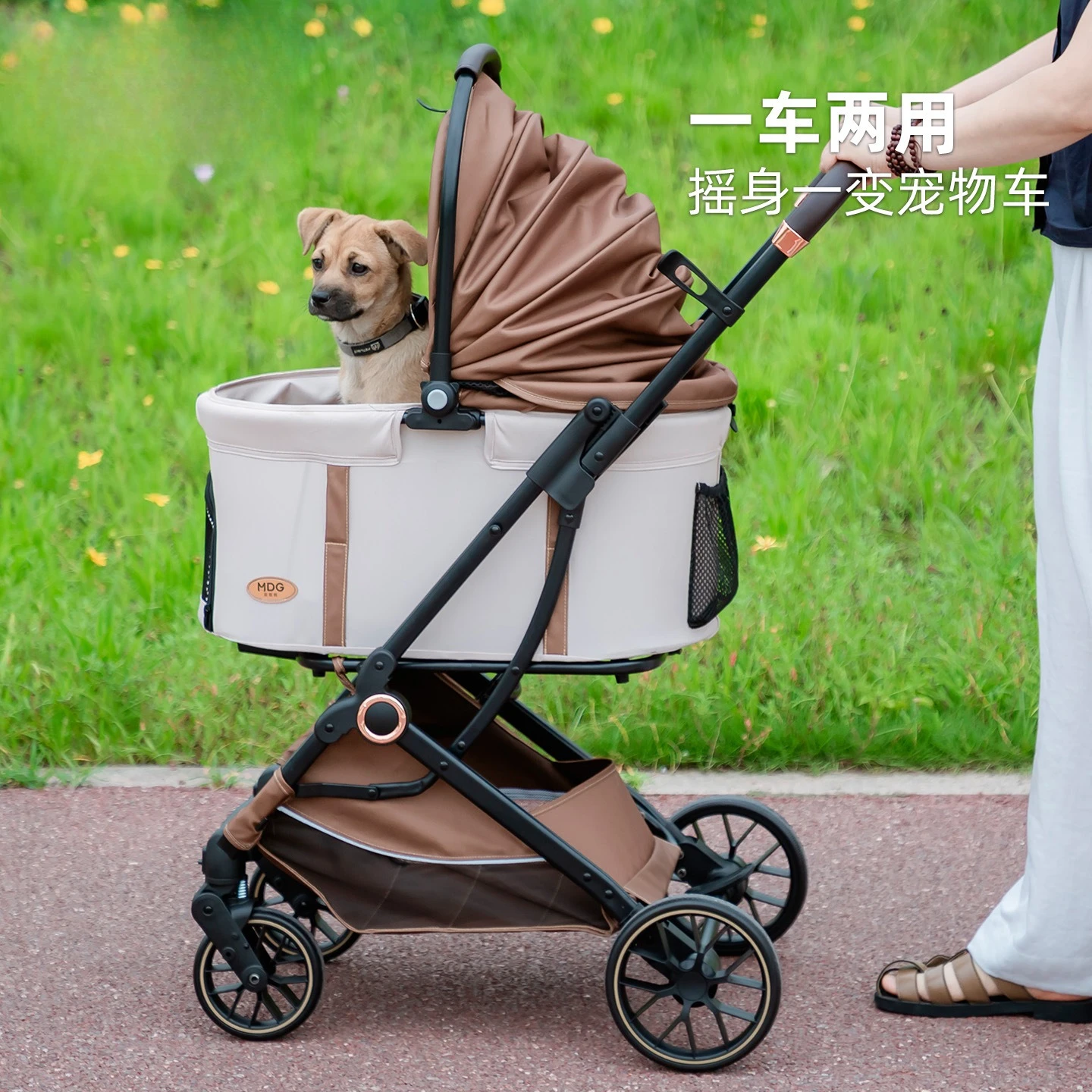 Cochecito para mascotas fuera de la luz, cochecito para caminar para perros y gatos, se puede separar y plegar para perros y gatos, cochecito mediano para perros - imagen 2