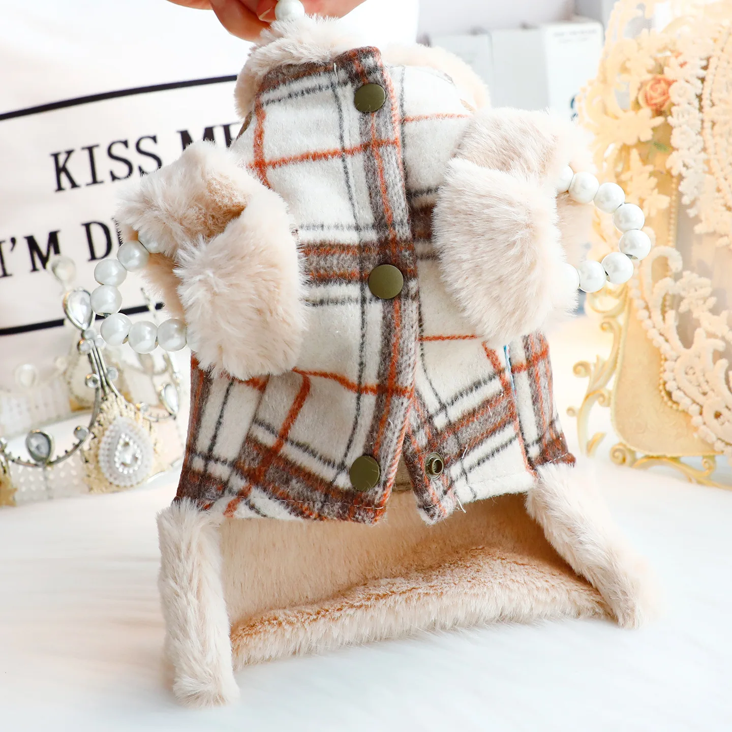 Vestido grueso de princesa para cachorros, ropa cálida de invierno para perros con lazos de pompón para perros pequeños, Chihuahua, Bichon Schnauzer, ropa para perros - imagen 4