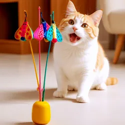 Varita interactiva para gatos con mariposa y insectos coloridos