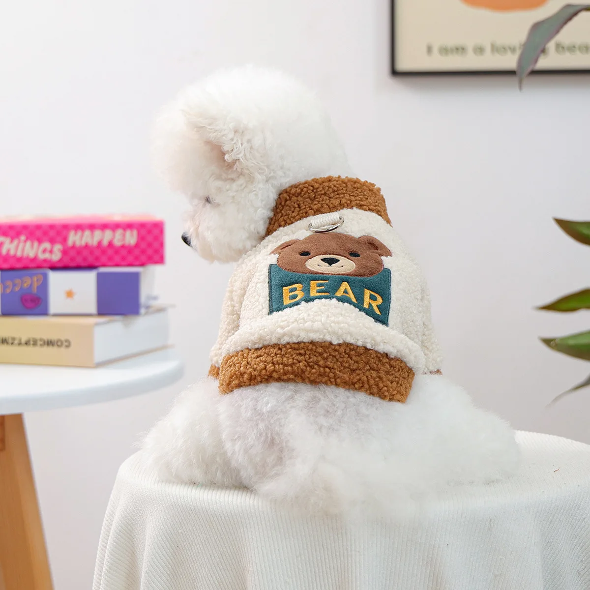 Linda sudadera para perros con estampado de animales, ropa cálida y acogedora para mascotas para perros pequeños y medianos, ropa de peluche para Chihuahua, suministros para mascotas - imagen 2