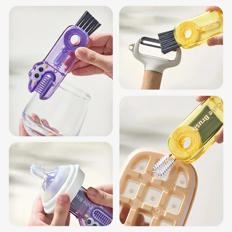 3 en 1 taza multifuncional tapa cepillo taza lindo cocodrilo tapa limpiador de grietas cepillo de limpieza colgante para biberón - imagen 5