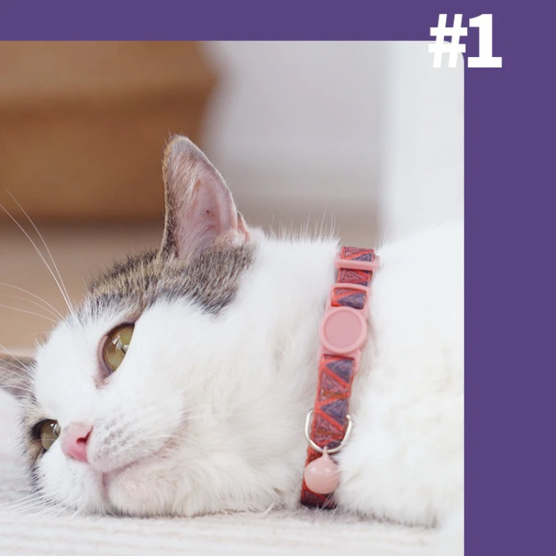 Collar para Gato, Collar con hebilla de seguridad ajustable, correa para el cuello con campana antipérdida para gatito, suministros creativos para mascotas, adornos de decoración - imagen 3